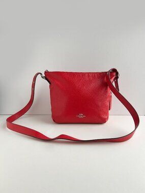 Coach Danny Duffle Red Pebbled Leather Crossbody Bag